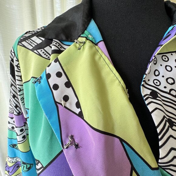 Vintage 80s dress, bold purple, lavender, teal, blue Memphis-Milano style - Picture 9 of 9